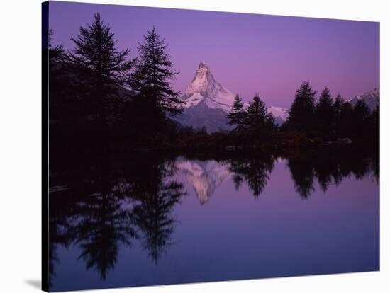 Matterhorn (4,478M) with Reflection in Grindji Lake at Sunrise, Wallis, Switzerland, September 2008-Popp-Hackner-Stretched Canvas