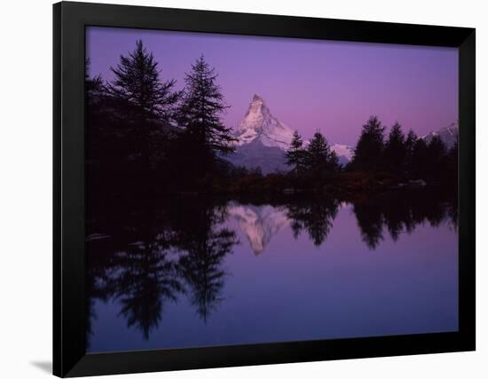 Matterhorn (4,478M) with Reflection in Grindji Lake at Sunrise, Wallis, Switzerland, September 2008-Popp-Hackner-Framed Photographic Print