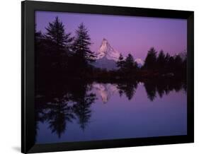 Matterhorn (4,478M) with Reflection in Grindji Lake at Sunrise, Wallis, Switzerland, September 2008-Popp-Hackner-Framed Photographic Print