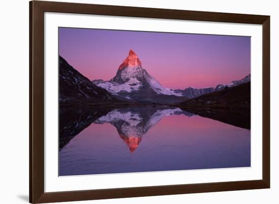 Matterhorn (4,478M) with Reflection in Lake Riffel at Sunrise, Switzerland, September 2008-Popp-Hackner-Framed Photographic Print