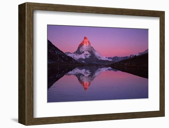 Matterhorn (4,478M) with Reflection in Lake Riffel at Sunrise, Switzerland, September 2008-Popp-Hackner-Framed Photographic Print