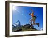 Matterhorn Hiker Running the Trail, Zermatt, Valais, Switzerland-Christian Kober-Framed Photographic Print