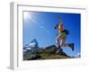 Matterhorn Hiker Running the Trail, Zermatt, Valais, Switzerland-Christian Kober-Framed Photographic Print