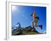 Matterhorn Hiker Running the Trail, Zermatt, Valais, Switzerland-Christian Kober-Framed Photographic Print