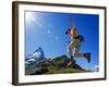 Matterhorn Hiker Running the Trail, Zermatt, Valais, Switzerland-Christian Kober-Framed Photographic Print