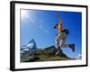 Matterhorn Hiker Running the Trail, Zermatt, Valais, Switzerland-Christian Kober-Framed Photographic Print