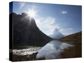 Matterhorn in Distance, Zermatt, Canton Valais, Swiss Alps, Switzerland, Europe-Angelo Cavalli-Stretched Canvas