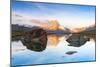 Matterhorn lit by sunrise reflected in the calm water of lake Stellisee, Zermatt, Valais Canton-Roberto Moiola-Mounted Photographic Print