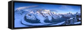 Matterhorn, Monte Rosa Range and Gornergletscher, Zermatt, Valais, Switzerland-Jon Arnold-Framed Stretched Canvas