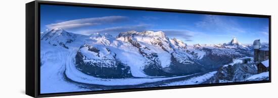 Matterhorn, Monte Rosa Range and Gornergletscher, Zermatt, Valais, Switzerland-Jon Arnold-Framed Stretched Canvas