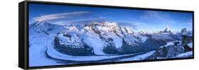 Matterhorn, Monte Rosa Range and Gornergletscher, Zermatt, Valais, Switzerland-Jon Arnold-Framed Stretched Canvas