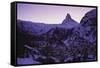 Matterhorn Mountain and Town at Twilight, Zermatt, Switzerland-Gavin Hellier-Framed Stretched Canvas