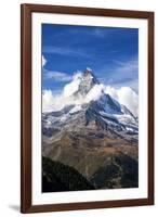 Matterhorn Surrounded by Clouds, Zermatt, Canton of Valais, Pennine Alps, Swiss Alps, Switzerland-Roberto Moiola-Framed Photographic Print