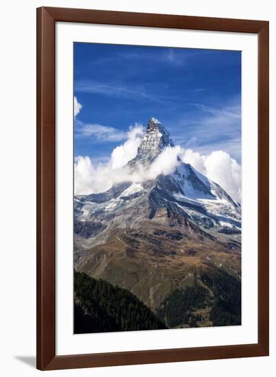 Matterhorn Surrounded by Clouds, Zermatt, Canton of Valais, Pennine Alps, Swiss Alps, Switzerland-Roberto Moiola-Framed Photographic Print