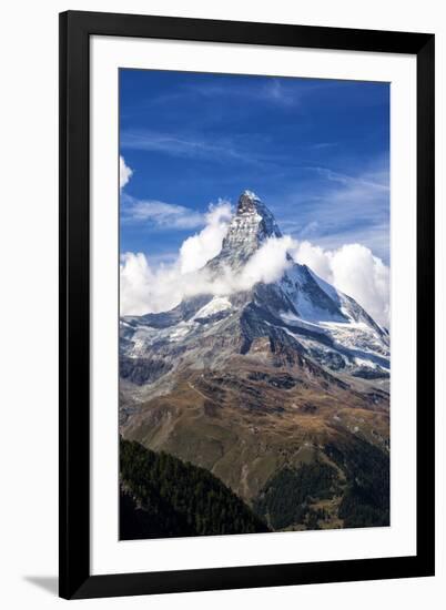 Matterhorn Surrounded by Clouds, Zermatt, Canton of Valais, Pennine Alps, Swiss Alps, Switzerland-Roberto Moiola-Framed Photographic Print