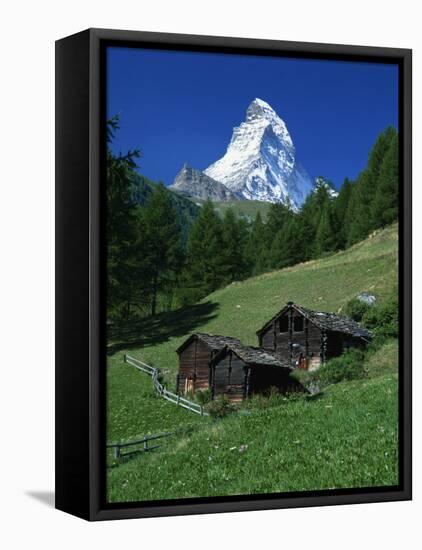 Matterhorn Towering Above Green Pastures, Zermatt, Valais, Switzerland-Tomlinson Ruth-Framed Stretched Canvas