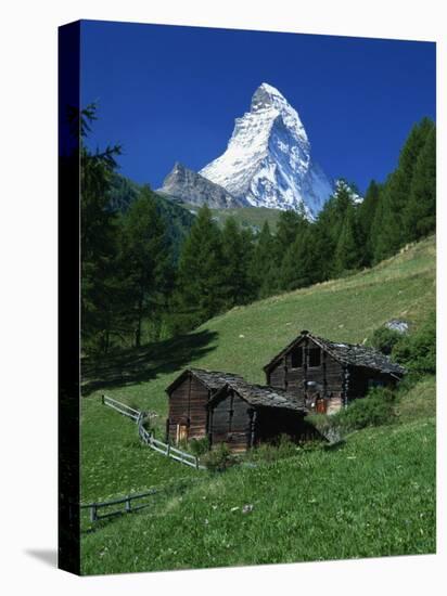 Matterhorn Towering Above Green Pastures, Zermatt, Valais, Switzerland-Tomlinson Ruth-Stretched Canvas