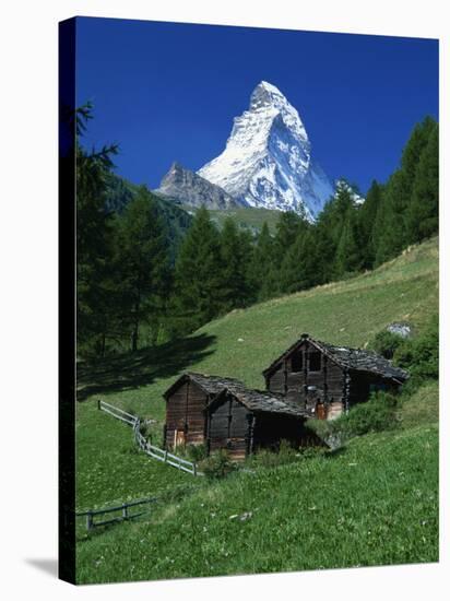 Matterhorn Towering Above Green Pastures, Zermatt, Valais, Switzerland-Tomlinson Ruth-Stretched Canvas