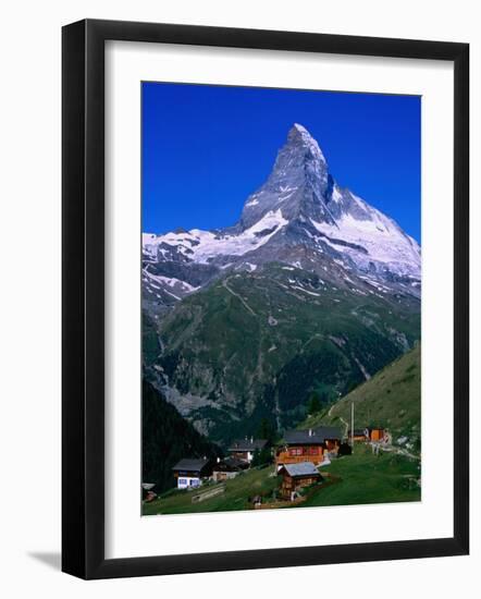 Matterhorn Towering Above Hamlet of Findeln, Valais, Switzerland-Gareth McCormack-Framed Premium Photographic Print