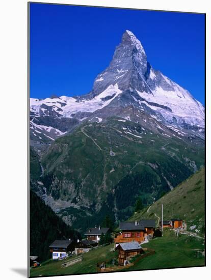 Matterhorn Towering Above Hamlet of Findeln, Valais, Switzerland-Gareth McCormack-Mounted Premium Photographic Print