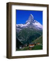 Matterhorn Towering Above Hamlet of Findeln, Valais, Switzerland-Gareth McCormack-Framed Photographic Print