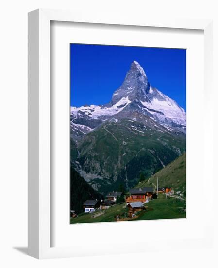 Matterhorn Towering Above Hamlet of Findeln, Valais, Switzerland-Gareth McCormack-Framed Photographic Print