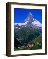 Matterhorn Towering Above Hamlet of Findeln, Valais, Switzerland-Gareth McCormack-Framed Photographic Print