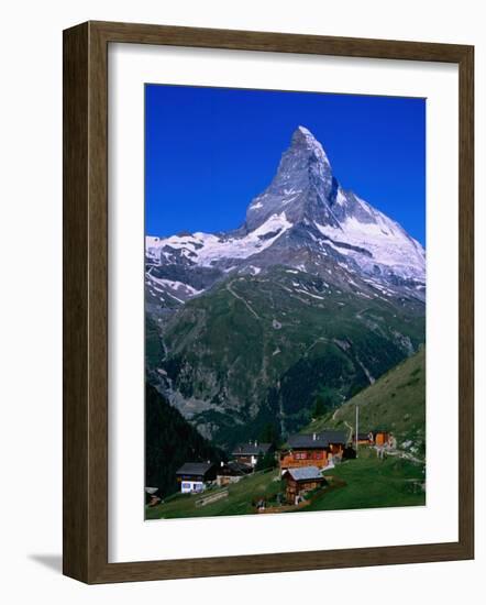 Matterhorn Towering Above Hamlet of Findeln, Valais, Switzerland-Gareth McCormack-Framed Photographic Print