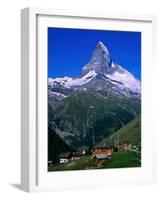 Matterhorn Towering Above Hamlet of Findeln, Valais, Switzerland-Gareth McCormack-Framed Photographic Print