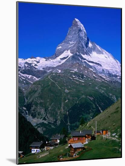 Matterhorn Towering Above Hamlet of Findeln, Valais, Switzerland-Gareth McCormack-Mounted Photographic Print