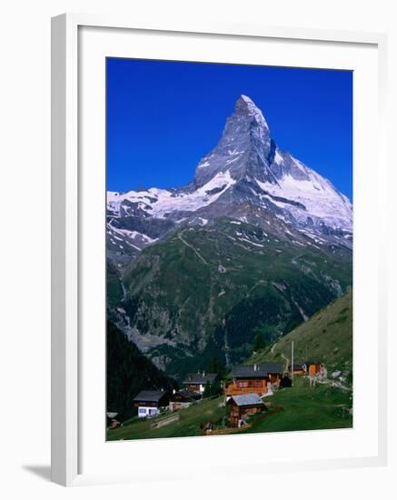 Matterhorn Towering Above Hamlet of Findeln, Valais, Switzerland-Gareth McCormack-Framed Photographic Print