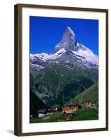 Matterhorn Towering Above Hamlet of Findeln, Valais, Switzerland-Gareth McCormack-Framed Photographic Print