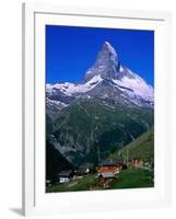 Matterhorn Towering Above Hamlet of Findeln, Valais, Switzerland-Gareth McCormack-Framed Photographic Print