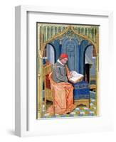 Matthaeus Platearius Writing "The Book of Simple Medicines", circa 1470-Robinet Testard-Framed Giclee Print