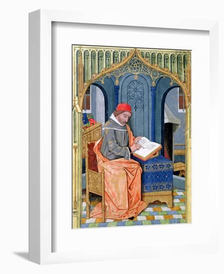 Matthaeus Platearius Writing "The Book of Simple Medicines", circa 1470-Robinet Testard-Framed Giclee Print