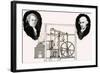 Matthew Boulton and James Watt with One of the Patented Steam Engines-null-Framed Giclee Print