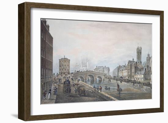 Matthew Bridge and the Customs House, with the Tower of St. Marys Cathedral, 1819-Samuel Frederick Brocas-Framed Giclee Print