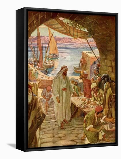 Matthew (Levi) is called upon to become a disciple - Bible-William Brassey Hole-Framed Stretched Canvas