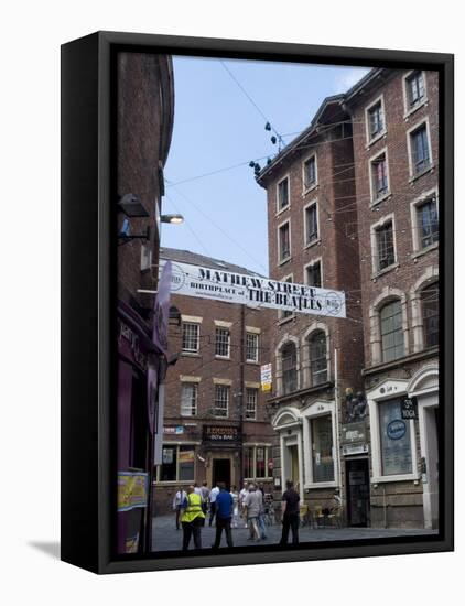 Matthew Street, Site of the Original Cavern Club Where the Beatles First Played-Ethel Davies-Framed Stretched Canvas