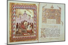 Matthew the Evangelist, Miniature by Uric Gavril, Moldova Manuscript, Romania 15th Century-null-Mounted Giclee Print