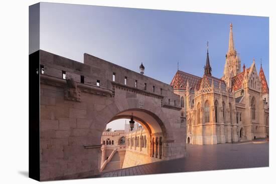 Matthias Church, Fisherman's Bastion, Buda Castle Hill, Budapest, Hungary, Europe-Markus Lange-Stretched Canvas