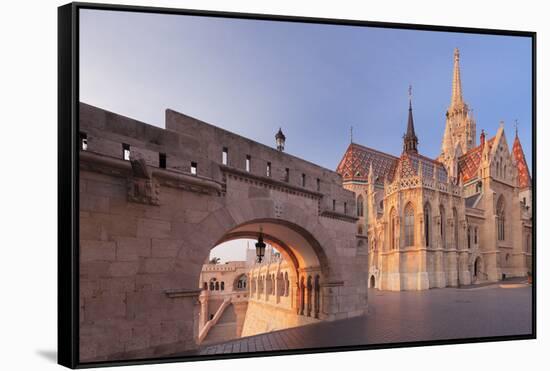 Matthias Church, Fisherman's Bastion, Buda Castle Hill, Budapest, Hungary, Europe-Markus Lange-Framed Stretched Canvas