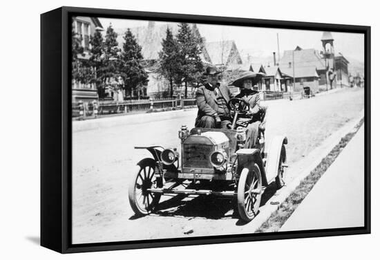 Mature Couple in a Car, Ca. 1910-null-Framed Stretched Canvas