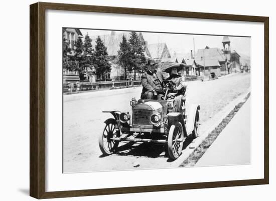 Mature Couple in a Car, Ca. 1910-null-Framed Photographic Print