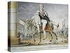 Mature Man Riding a Donkey and a Crowd Standing Behind Him, Austria-null-Stretched Canvas