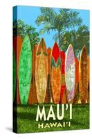 Mau'i, Hawai'i - Surfboard Fence-Lantern Press-Stretched Canvas