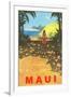 Maui, Cruise Ship, Hawaiian Girl on Jungle Path-null-Framed Art Print