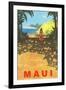 Maui, Cruise Ship, Hawaiian Girl on Jungle Path-null-Framed Art Print