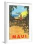 Maui, Cruise Ship, Hawaiian Girl on Jungle Path-null-Framed Art Print