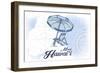 Maui, Hawaii - Beach Chair and Umbrella - Blue - Coastal Icon-Lantern Press-Framed Art Print
